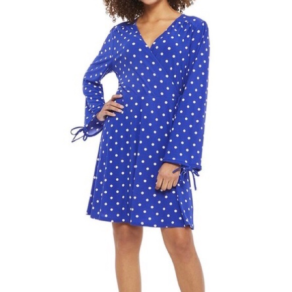 George Blue Polka Dot Wrap Dress - Picture 1 of 6